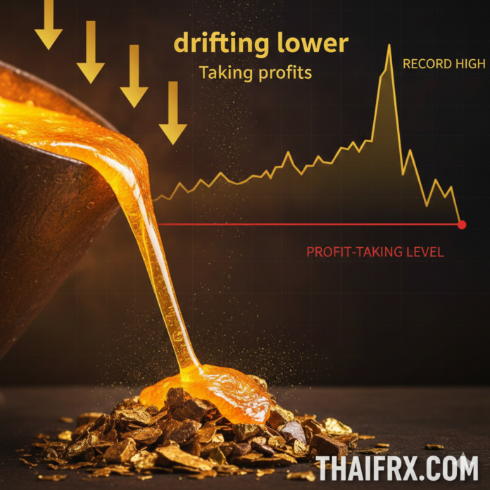 ราคาทองคำปรับตัวลง เนื่องจากนักเทรดเก็บกำไรหลังแตะระดับสูงสุดเป็นประวัติการณ์