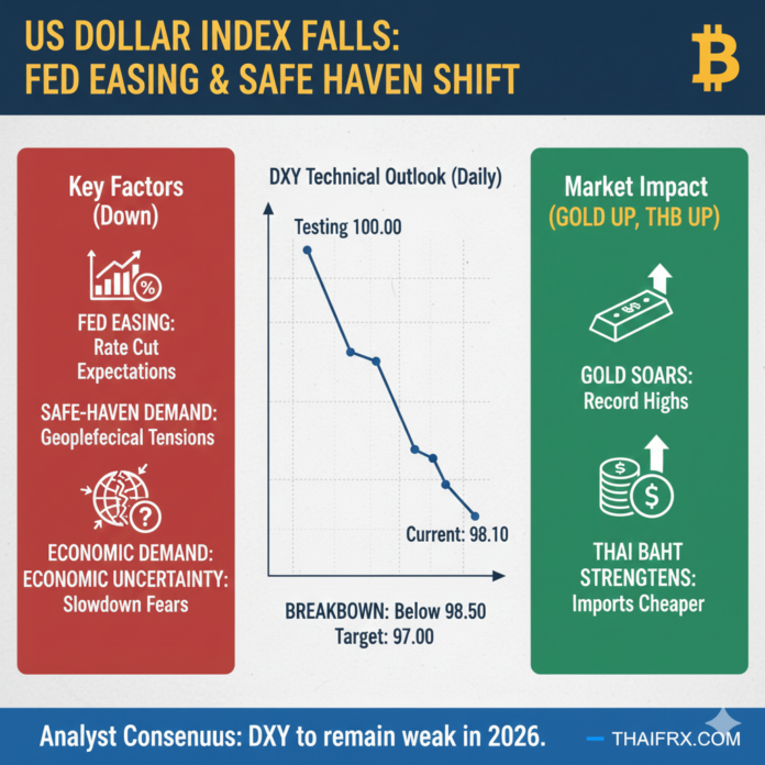 ดัชนีดอลลาร์ร่วงแตะระดับ 98.00