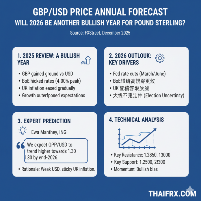 การพยากรณ์ราคา GBP/USD ประจำปี: ปี 2026 จะเป็นปีที่ bullish อีกปีสำหรับเงินปอนด์อังกฤษหรือไม่?