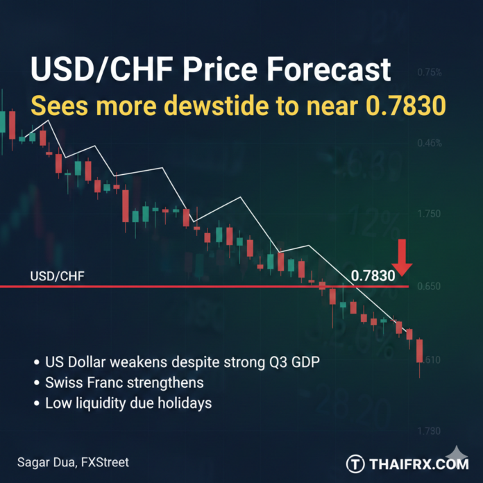 USD/CHF: มองเห็นโอกาสร่วงต่อลงไปใกล้ระดับ 0.7830