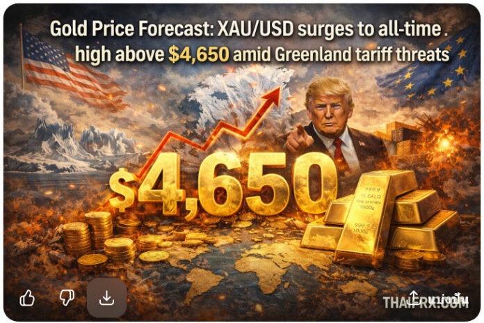 ราคาทองคำ: XAU/USD พุ่งขึ้นสู่ระดับสูงสุดเป็นประวัติการณ์เหนือ 4,650 ดอลลาร์ ท่ามกลางภัยคุกคามด้านภาษีจากกรีนแลนด์