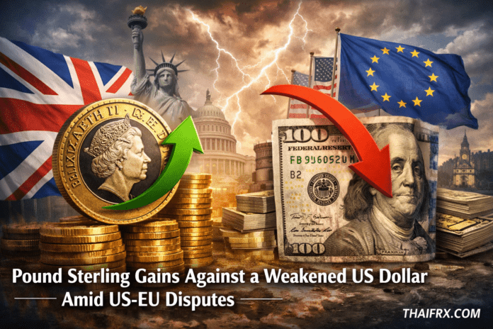 ปอนด์สเตอร์ลิงแข็งค่าขึ้นเมื่อเทียบกับดอลลาร์สหรัฐที่อ่อนค่าลง ท่ามกลางความขัดแย้งระหว่างสหรัฐฯ และสหภาพยุโรป