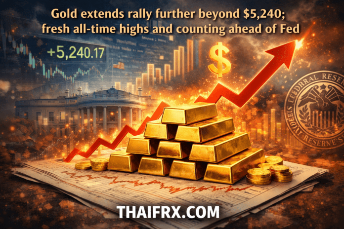 ราคาทองคำ (XAU/USD) พุ่งทะลุระดับ 5,240 ดอลลาร์ต่อออนซ์ ไปเรียบร้อยแล้วครับ
