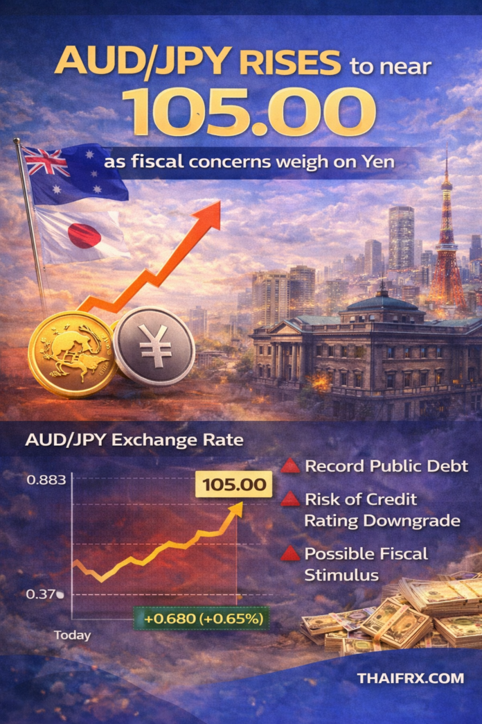 คู่เงิน AUD/JPY ปรับตัวขึ้นใกล้ระดับ 105.00 ท่ามกลางความกังวลด้านการคลังที่กดดันเงินเยน