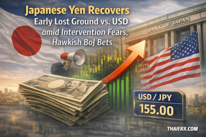 เยนญี่ปุ่นฟื้นตัวจากระดับต่ำตอนต้นเมื่อเทียบกับ USD ท่ามกลางความกลัวการแทรกแซงและความคาดหวัง hawkish ของ BoJ