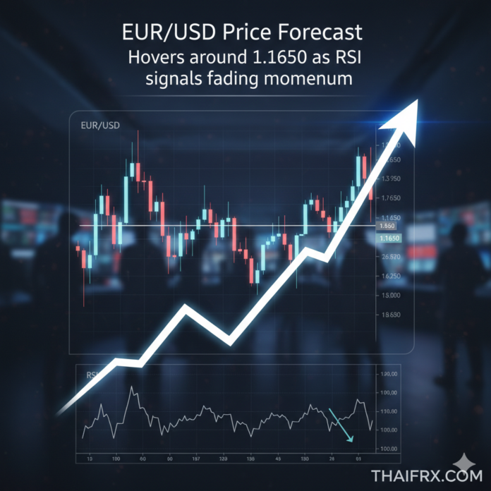 EUR/USD ทรงตัวอยู่ใกล้ระดับ 1.1650 โดยมีสัญญาณทางเทคนิคที่บ่งชี้ถึงแรงส่งขาขึ้นที่เริ่มแผ่วลง
