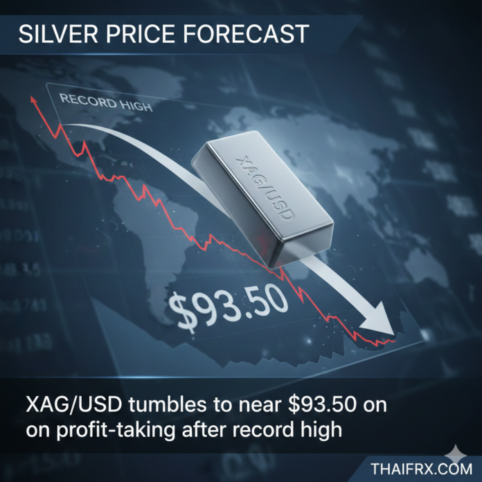 การคาดการณ์ราคาสินเงิน: XAG/USD ร่วงลงสู่ระดับใกล้ 93.50 ดอลลาร์สหรัฐฯ จากการขายทำกำไรหลังทำราคาสูงสุดเป็นประวัติการณ์