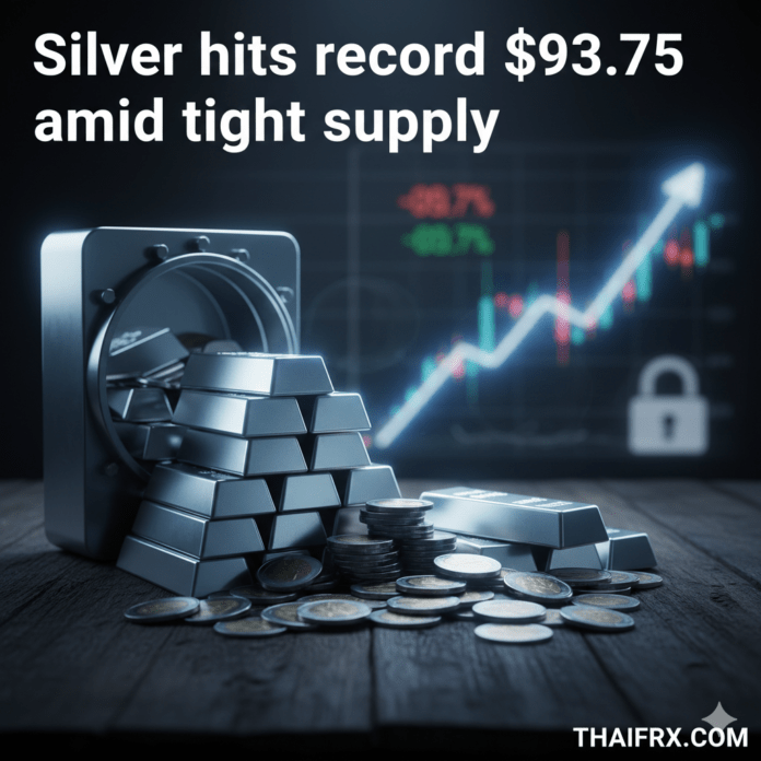 ราคาตลาดแร่เงิน (Silver) พุ่งสูงเป็นประวัติการณ์ที่ 93.75 ดอลลาร์ ท่ามกลางอุปทานที่ตึงตัว