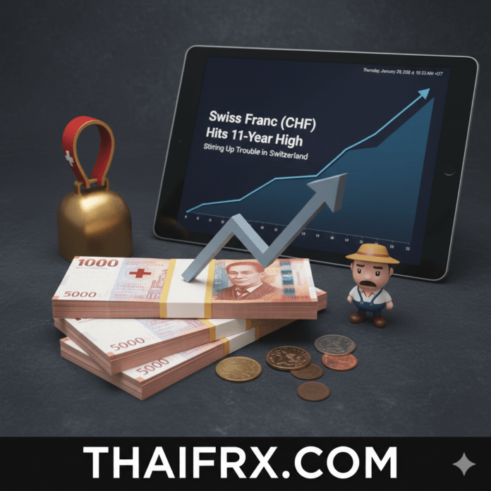 ค่าเงิน ฟรังก์สวิส (CHF) พุ่งแตะระดับสูงสุดในรอบ 11 ปี