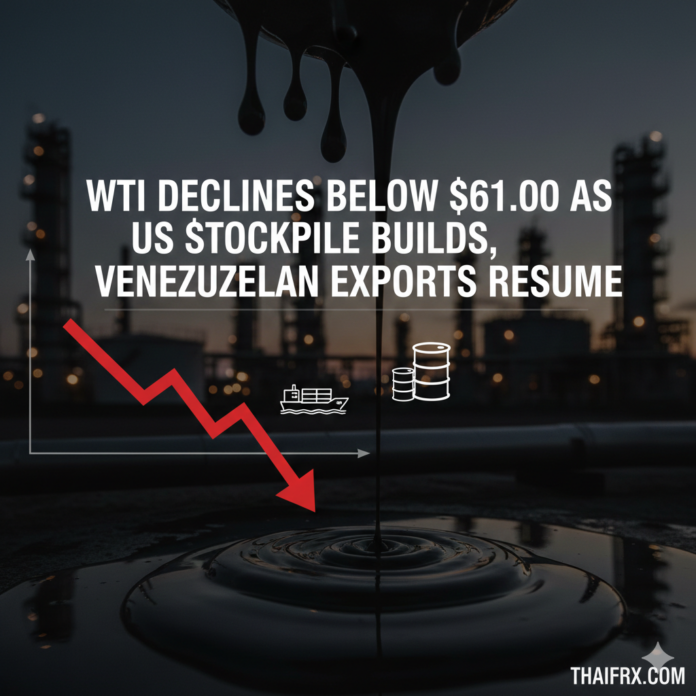 ราคาน้ำมันดิบ WTI ปรับตัวลดลงต่ำกว่าระดับ $61.00 เหรียญ