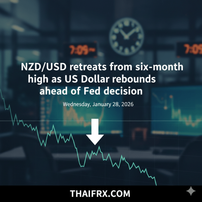 NZD/USD อ่อนตัวลงจากระดับสูงสุดในรอบ 6 เดือน ขณะที่ดอลลาร์สหรัฐแข็งค่าขึ้นก่อนการตัดสินใจของเฟด