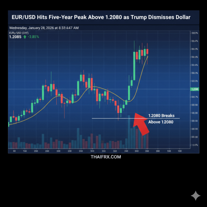 EUR/USD พุ่งทะลุระดับ 1.2080 ซึ่งเป็นระดับสูงสุดในรอบกว่า 5 ปี