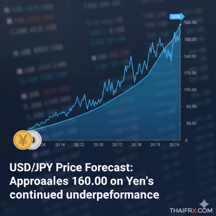 คาดการณ์ราคา USD/JPY: จ่อแตะ 160.00 ท่ามกลางเงินเยนที่อ่อนค่าต่อเนื่อง