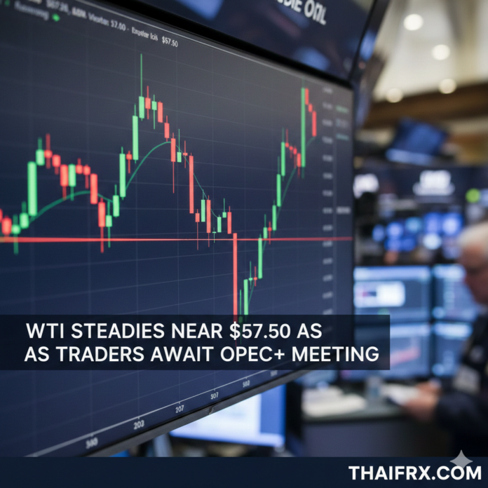 WTI ทรงตัวใกล้ $57.50 ขณะนักเทรดรอการประชุม OPEC+