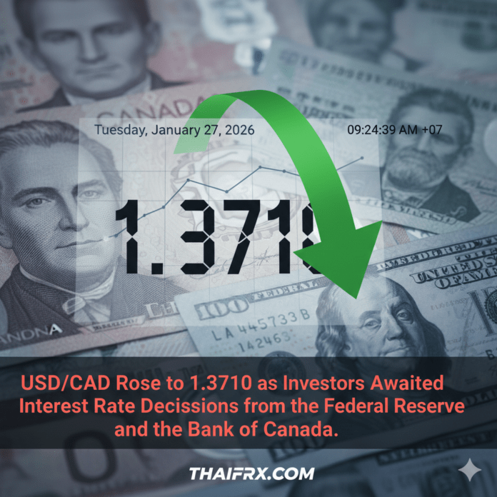 USD/CAD ปรับตัวขึ้นสู่ 1.3710 นักลงทุนรอฟังการตัดสินใจเรื่องอัตราดอกเบี้ยของเฟดและธนาคารกลางแคนาดา