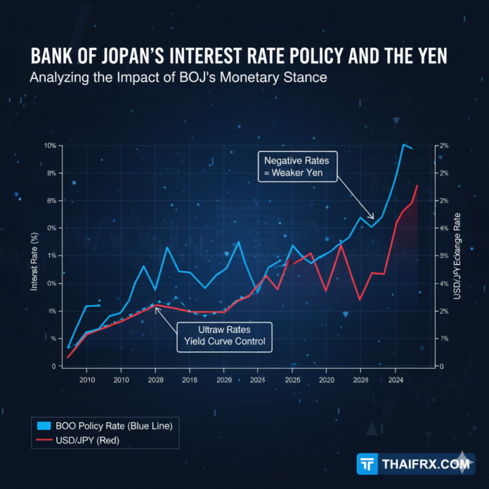 วิเคราะห์ผลกระทบของนโยบายดอกเบี้ยของธนาคารกลางญี่ปุ่น (BoJ) ต่อเงินเยนในปี 2569