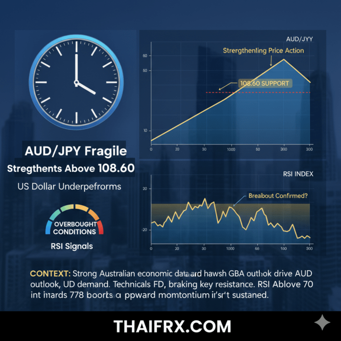 การคาดการณ์ราคา AUD/JPY: แข็งค่าขึ้นเหนือ 108.60, RSI ส่งสัญญาณภาวะซื้อมากเกินไป