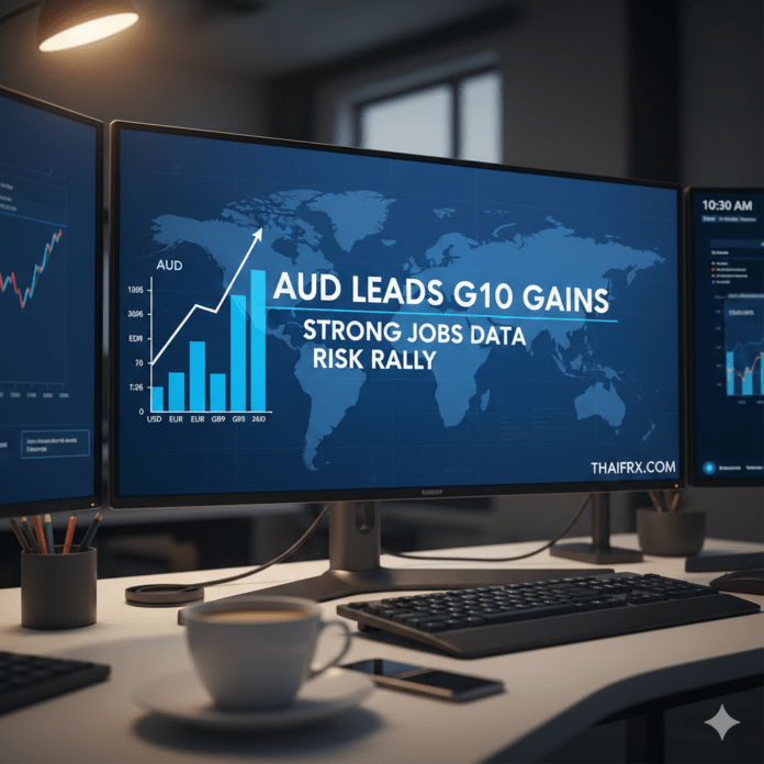 ค่าเงินดอลลาร์ออสเตรเลีย (AUD) นำกลุ่ม G10 ปรับตัวขึ้น จากข้อมูลตลาดแรงงานที่แข็งแกร่งและการปรับตัวขึ้นของสินทรัพย์เสี่ยง
