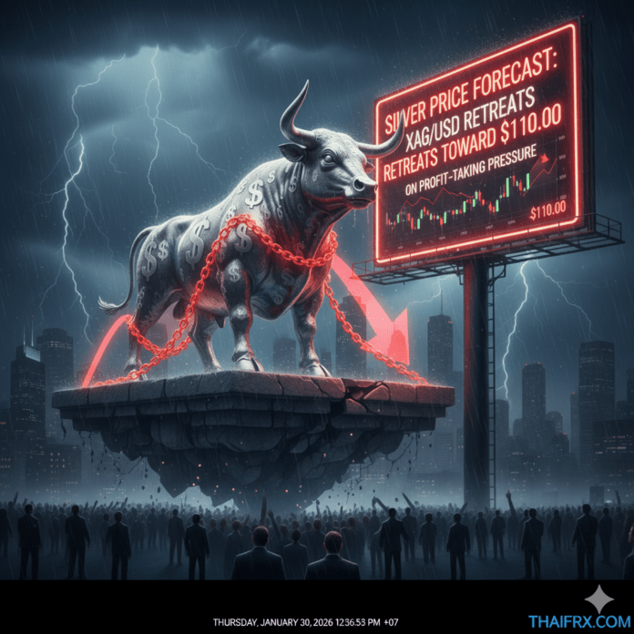 ราคาสินแร่เงิน (XAG/USD) เผชิญกับแรงเทขายราคาเริ่มถดถอยกลับลงมาทดสอบระดับ $110.00
