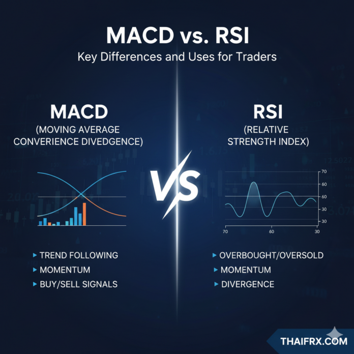 MACD vs. RSI: ความแตกต่างหลักและการใช้งานสำหรับนักเทรด