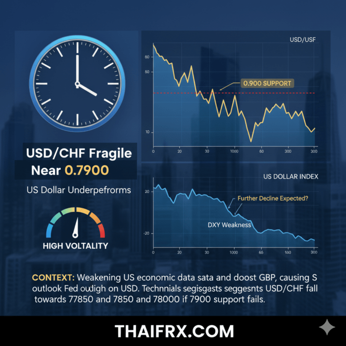 คู่เงิน USD/CHF เคลื่อนไหวอยู่ในระดับที่เปราะบางใกล้กับ 0.7900 ซึ่งถือเป็นระดับที่ค่อนข้างต่ำ