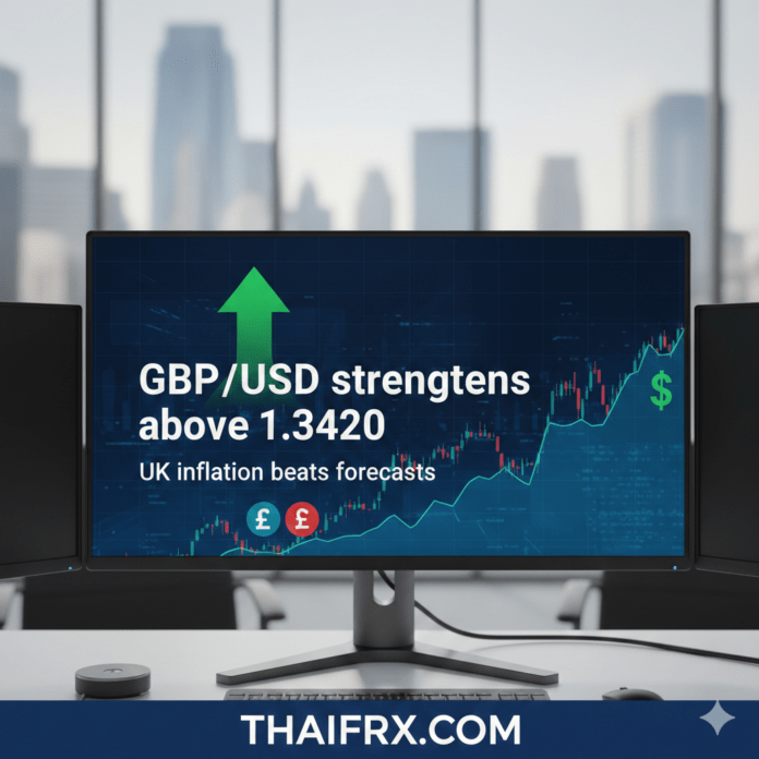 เงินปอนด์แข็งค่าเหนือ 1.3420 หลังเงินเฟ้ออังกฤษพุ่งสูงเกินคาด