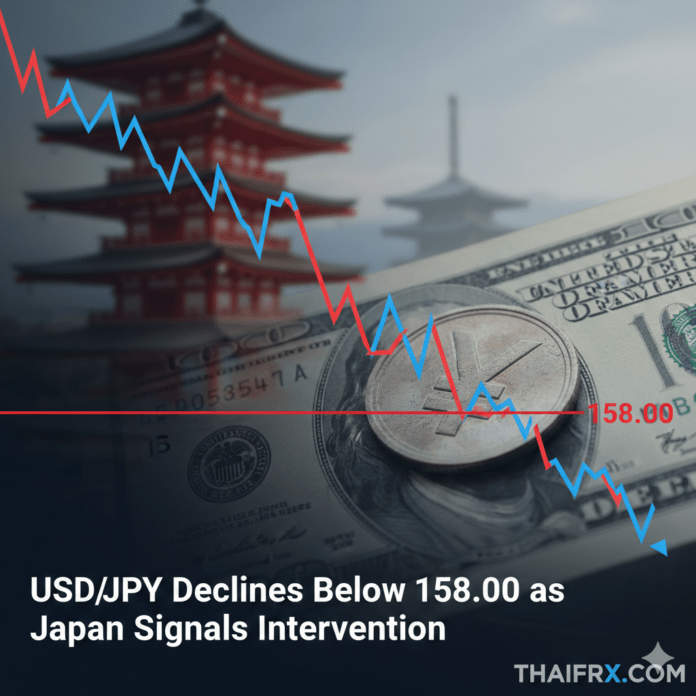 USD/JPY ร่วงลงต่ำกว่า 158.00 เนื่องจากญี่ปุ่นส่งสัญญาณเข้าแทรกแซง