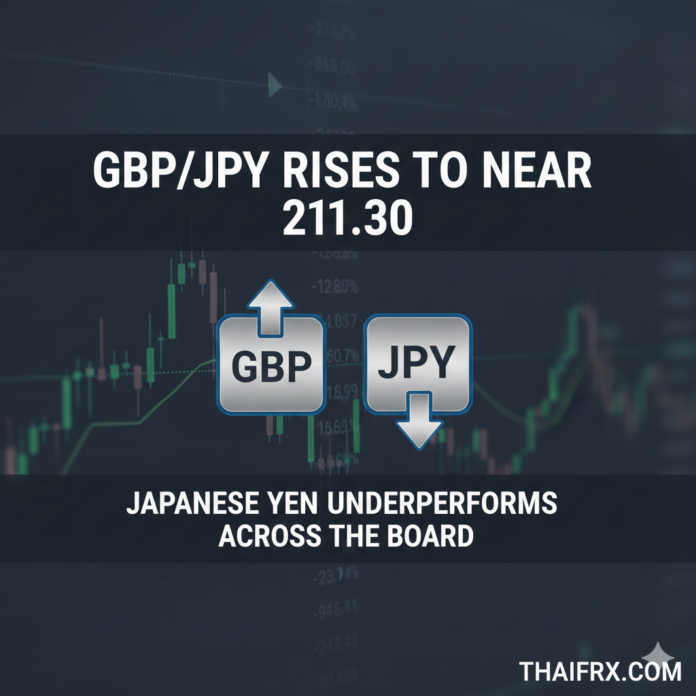 GBP/JPY พุ่งแตะ 211.30: เงินเยนอ่อนค่าทั่วกระดานจากแรงกดดันด้านภาษีและจีน