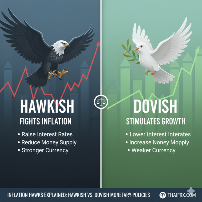 อธิบาย Inflation Hawks: นโยบายการเงินแบบ Hawkish vs. Dovish