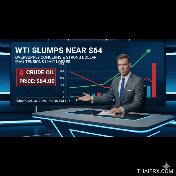 ราคาน้ำมันดิบ WTI เคลื่อนไหวอยู่ใกล้ระดับ $64.00 ต่อบาร์เรล เผชิญกับปัจจัยกดดันที่ขัดแย้งกัน