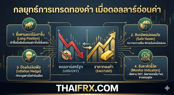 กลยุทธ์การเทรดทองคำ ที่ได้รับผลกระทบจากการที่ดอลลาร์อ่อนค่า