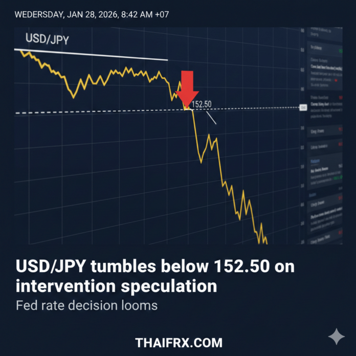 USD/JPY ดิ่งลงไปทดสอบระดับต่ำกว่า 152.50
