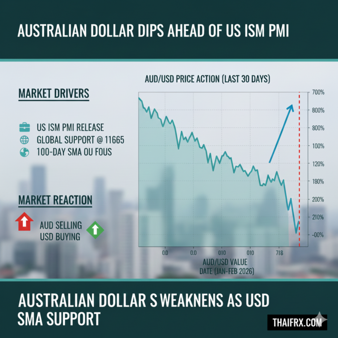 ดอลลาร์ออสเตรเลียอ่อนค่าลง ขณะที่ดอลลาร์สหรัฐแข็งค่าขึ้นก่อนข้อมูล ISM PMI