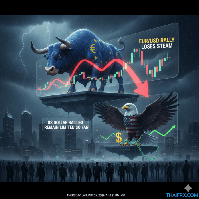 EUR/USD ย่อตัวจากจุดสูงสุด กับ การฟื้นตัวของดอลลาร์ (USD)