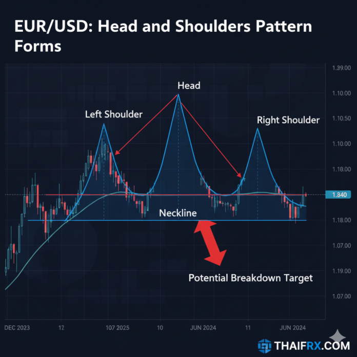 คู่เงิน EUR/USD กำลังฟอร์มตัวในรูปแบบ Head and Shoulders (H&S)