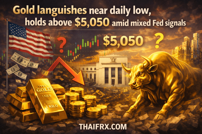 ราคาทองคำทรงตัวใกล้ระดับต่ำสุดของวัน แต่ยังคงทรงตัวเหนือ 5,050 ดอลลาร์ ท่ามกลางสัญญาณที่สับสนจากเฟด