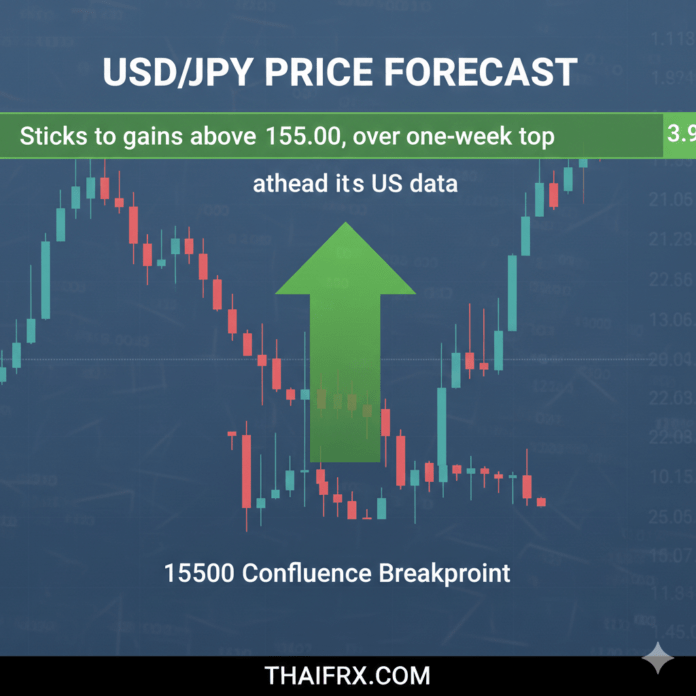 USD/JPY เคลื่อนไหวอยู่เหนือระดับ 155.00 ตลาดกำลังจดจ่ออยู่กับการประกาศตัวเลขเศรษฐกิจสหรัฐ