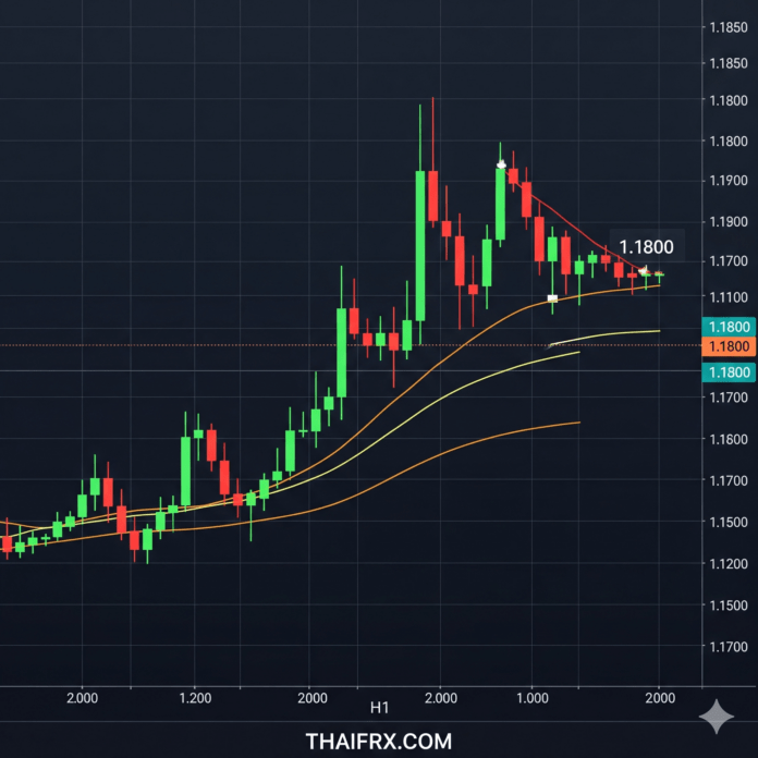 EUR/USD ทดสอบสำคัญที่ระดับจิตวิทยา 1.1800 ประคองตัวอยู่เหนือเส้นค่าเฉลี่ยเคลื่อนที่ 50 วันประคองตัวอยู่เหนือเส้นค่าเฉลี่ยเคลื่อนที่ 50 วัน