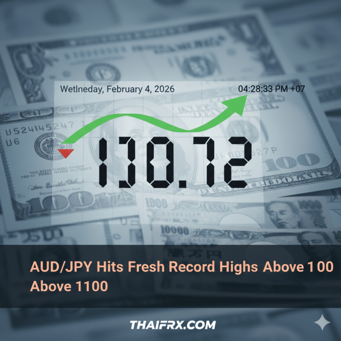 AUD/JPY ได้สร้างประวัติศาสตร์ใหม่ด้วยการพุ่งทะลุระดับ 110.00 ซึ่งถือเป็นระดับสูงสุดเป็นประวัติการณ์ (Record High)