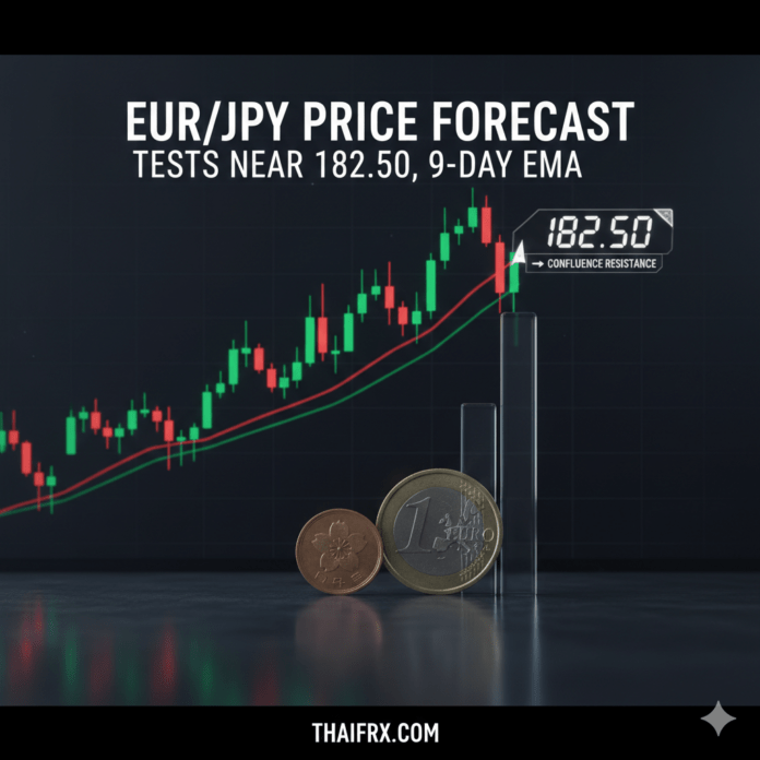 EUR/JPY ดีดตัวขึ้นมาทดสอบแนวต้านที่ระดับประมาณ 182.50