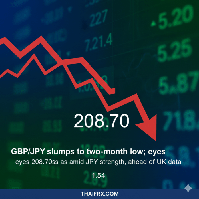 GBP/JPY ร่วงลงสู่ระดับต่ำสุดในรอบสองเดือน จับตา 208.70 ท่ามกลางความแข็งแกร่งของเยน ก่อนการประกาศข้อมูลเศรษฐกิจของสหราชอาณาจักร