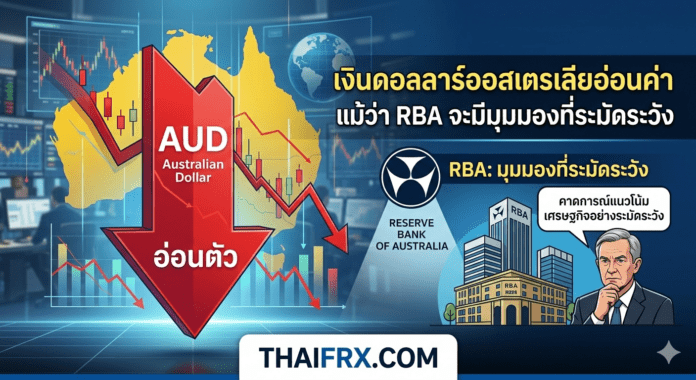 AUD อ่อนค่าลง แม้ว่าธนาคารกลางออสเตรเลีย (RBA) จะมีมุมมองที่ค่อนข้างเข้มงวด (Hawkish)