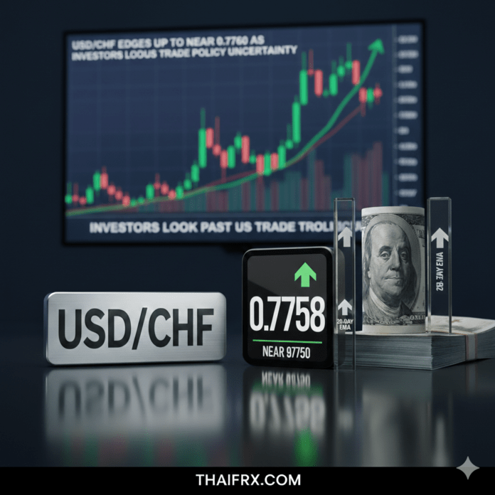 USD/CHF มีการปรับตัวขึ้นเล็กน้อย (edges up) มาเคลื่อนไหวใกล้ระดับ 0.7760
