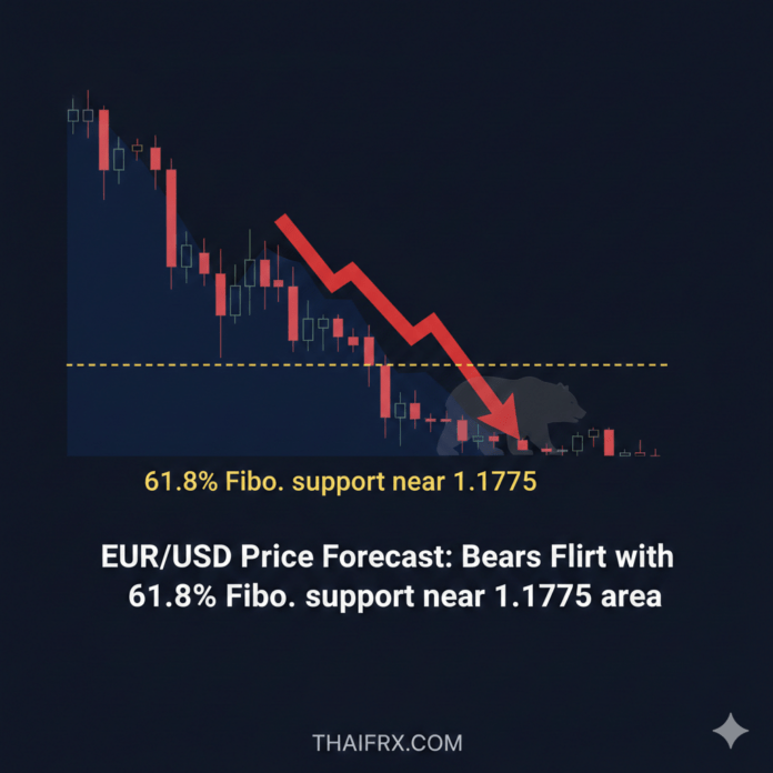 EUR/USD เผชิญกับแรงขายที่กดดันให้ราคาลงมาทดสอบระดับแนวรับสำคัญทางเทคนิค