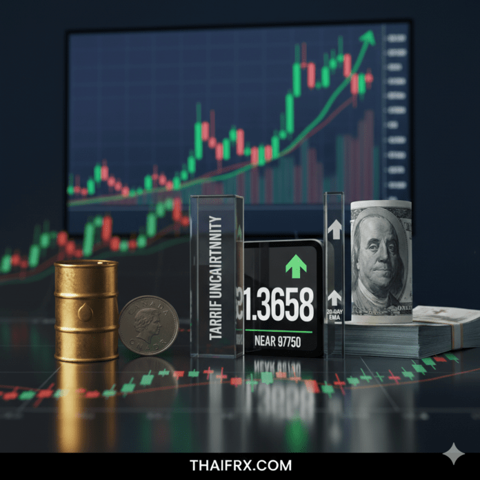 USD/CAD เคลื่อนไหวอยู่เหนือระดับ 1.3650 ท่ามกลางกระแสข่าวภาษีนำเข้า 15% ของทรัมป์ และราคาน้ำมันดิบที่ทรงตัวอยู่ในระดับสูง