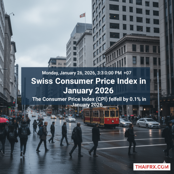 ดัชนีราคาผู้บริโภค (CPI) ของสวิตเซอร์แลนด์ในเดือนมกราคม ลดลง 0.1%