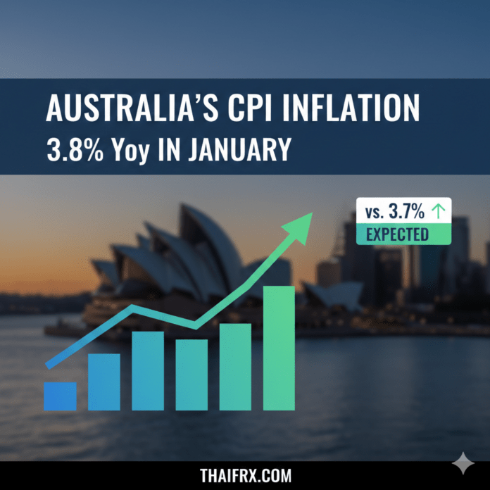 เงินเฟ้อของออสเตรเลีย (CPI) อยู่ที่ 3.8% ซึ่งสูงกว่าที่นักวิเคราะห์คาดการณ์ไว้ที่ 3.7%