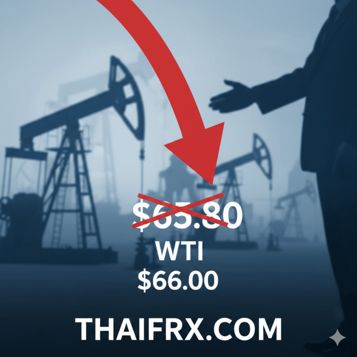 ราคาน้ำมันดิบ WTI ปรับตัวลดลง (Slump) ลงมาเคลื่อนไหวต่ำกว่าระดับ $66.00