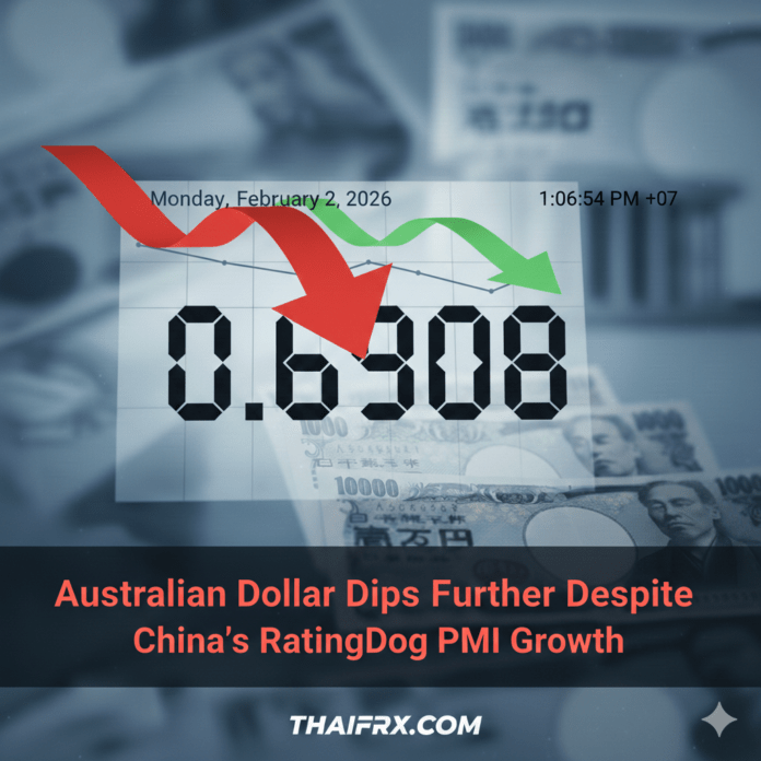 ดอลลาร์ออสเตรเลีย (AUD) ปรับตัวลดลง แม้ว่าตัวเลขดัชนีผู้จัดการฝ่ายจัดซื้อ (PMI) ของจีนจะออกมาดี