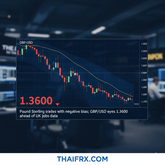 ปอนด์สเตอร์ลิงเคลื่อนไหวในแดนลบ; GBP/USD จับตาแนวรับ 1.3600 ก่อนข้อมูลจ้างงานอังกฤษ
